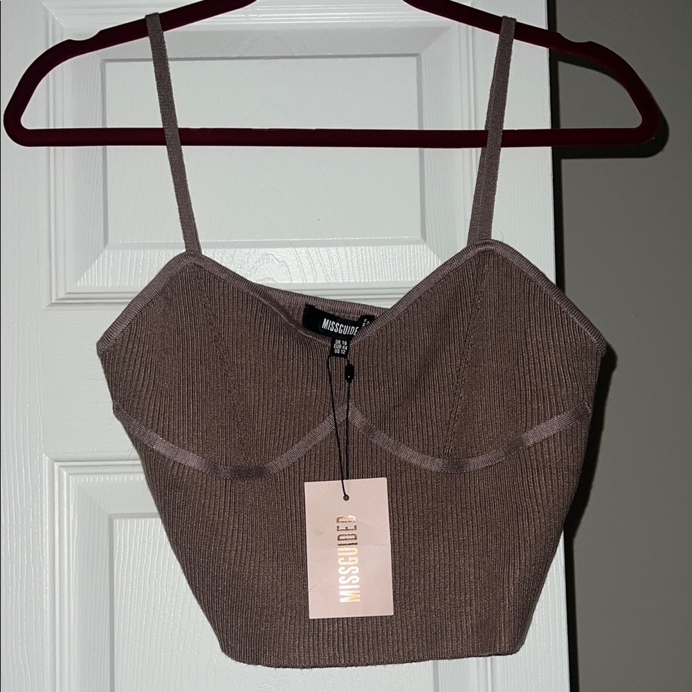 Missguided Chocolate Ribbed Camisole